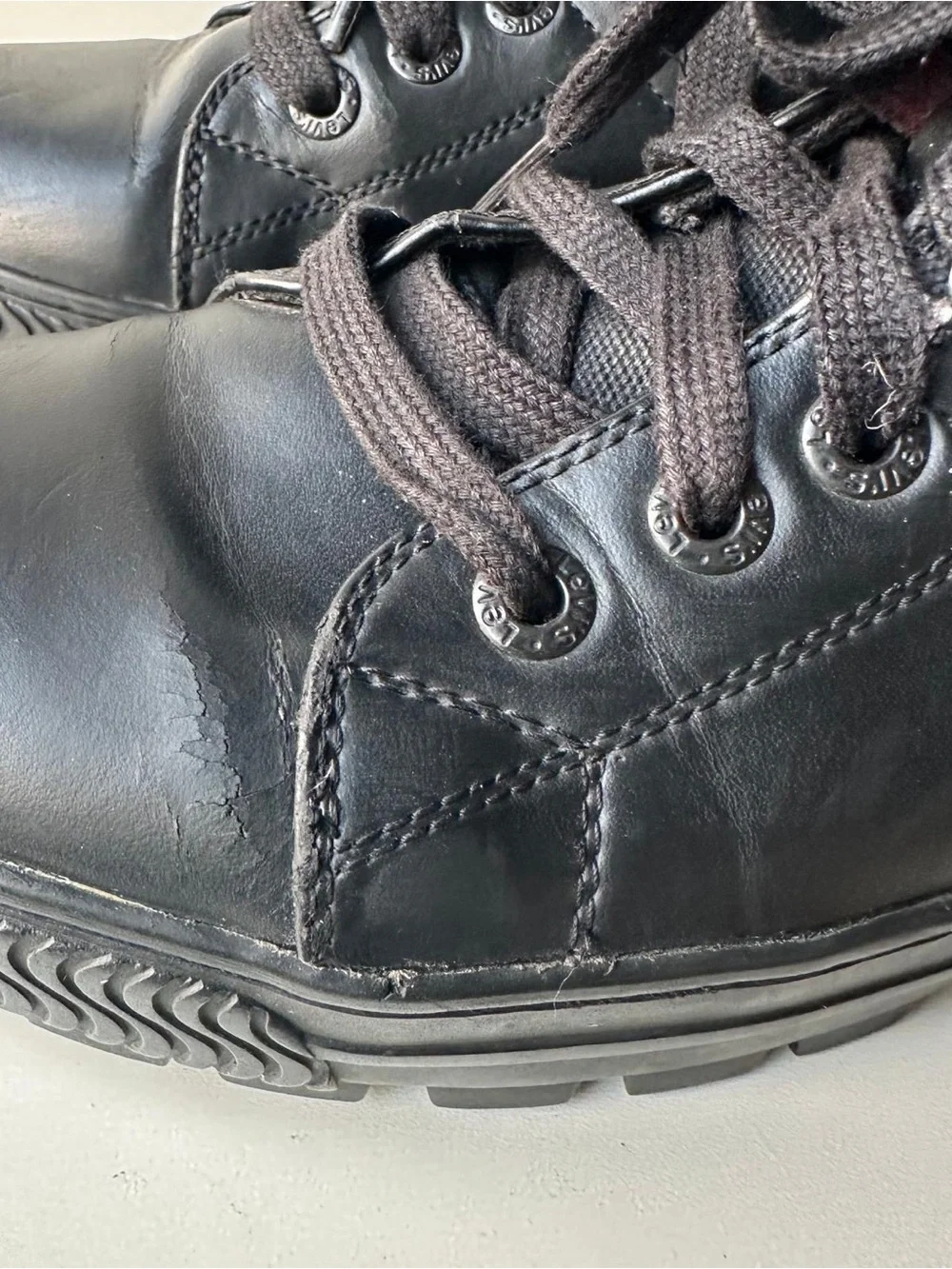 Levi's Men's Black Leather Canvas High Top Sneaker Boots Zip Lace Up Size 8.5